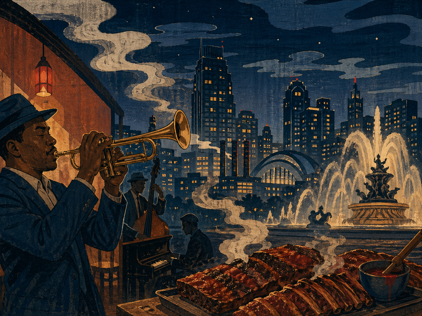 Kansas City jazz barbecue night