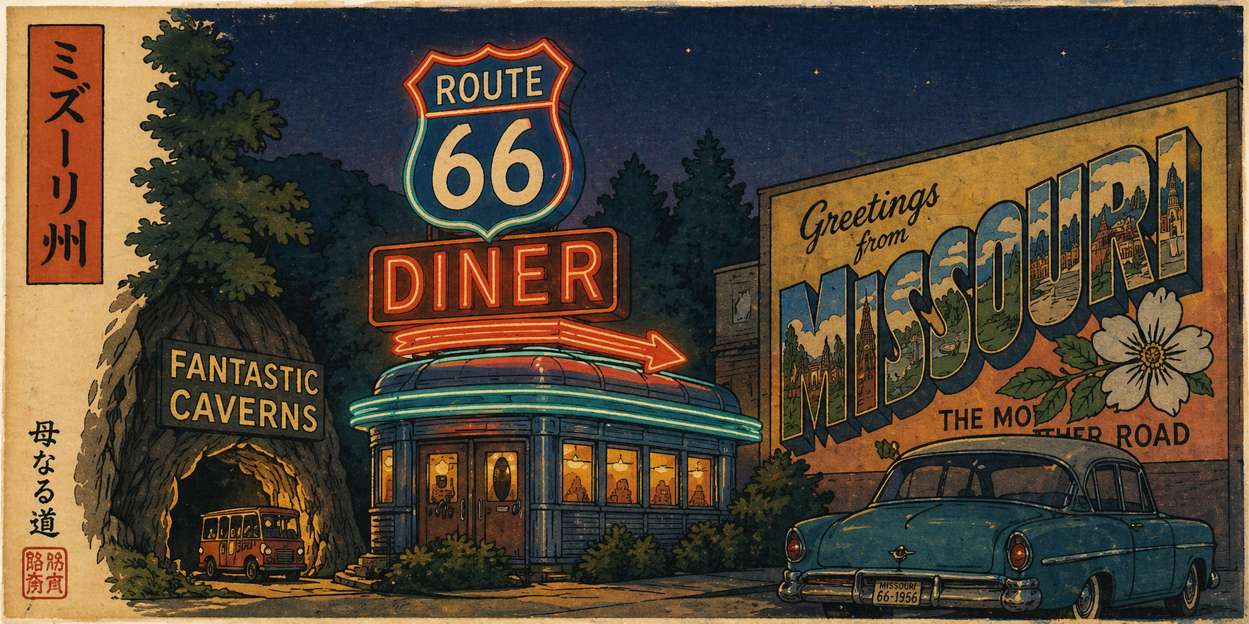 Route 66 neon diner