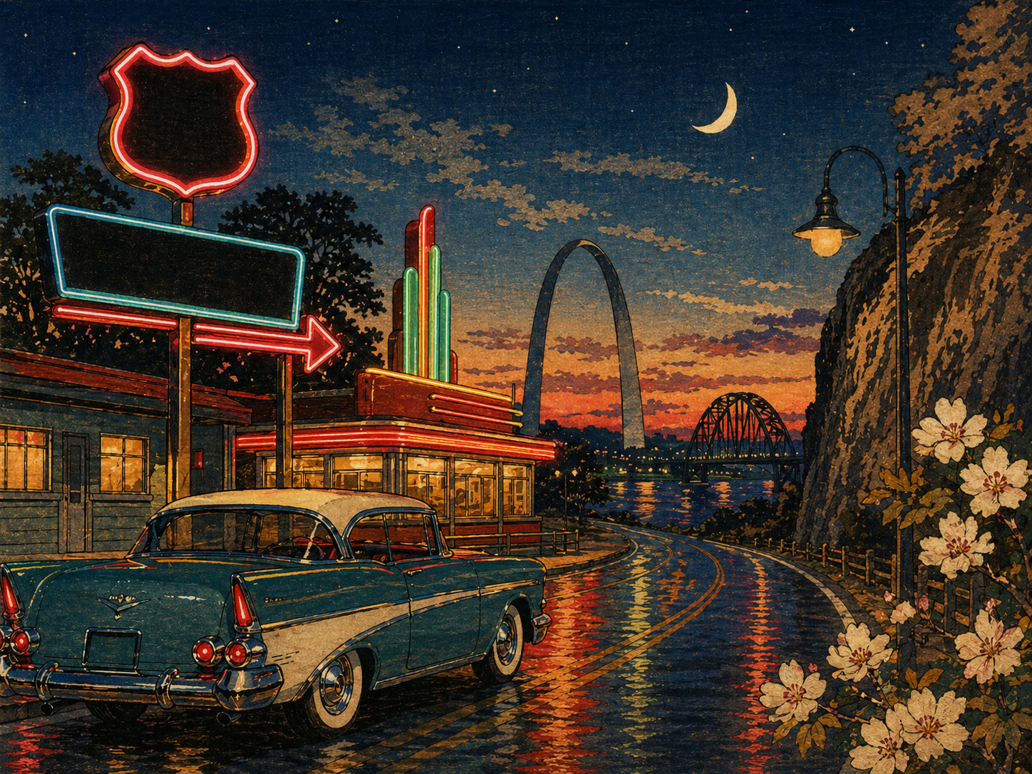 Route 66のネオンと旧道のサムネイル