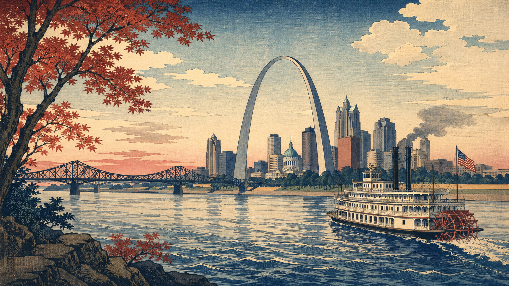 St. Louis Arch and Mississippi River symbol